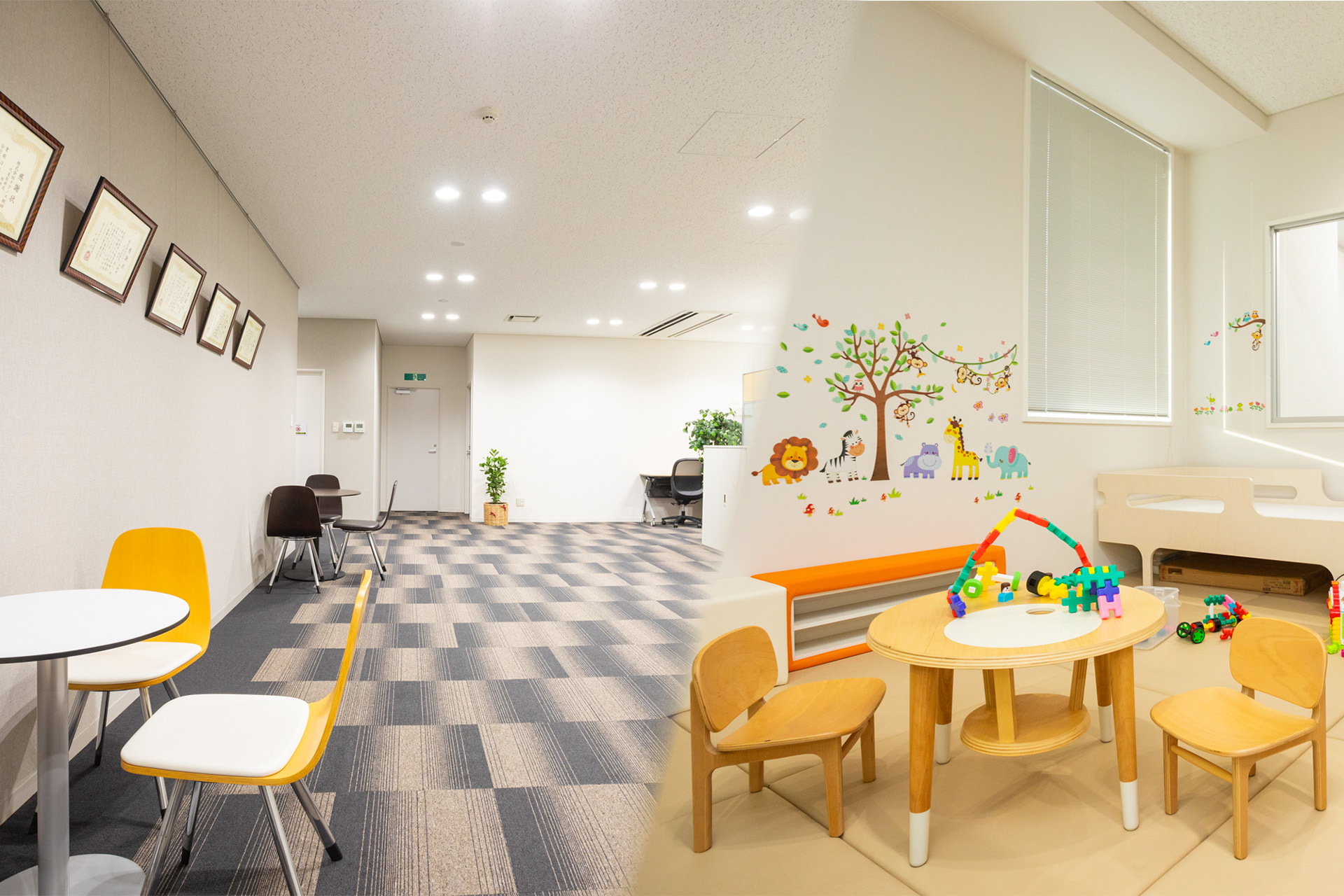 写真:ラウンジとキッズルーム